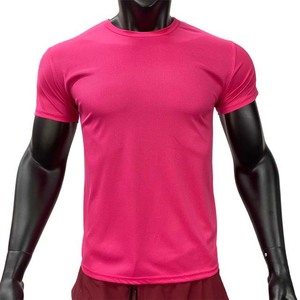 Chemises pour hommes à manches courtes de couleur rose, taille plus, style streetwear, coton et polyester, col rond, été, slim, fitness - Product Image 4