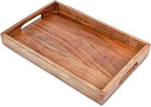 Bandeja Rectangular de Madera para Servir, Diseño Clásico Hecho a Mano, Acabado Pulido Duradero para Desayunos de Boda - Product Image 3