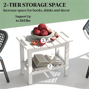 <b>White</b> Storage Shower Bench <b>Small</b> Side <b>Table</b> Dual-Purpose Coffee <b>Table</b> for Patio Use - Product Image 3