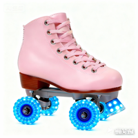 Patins à roulettes légers double rangée pour adultes ZiLon, roues PP à 3 LED haute luminosité, coque en PU durable, largeur 24 mm, modèle 5832, pour patinoire extérieure