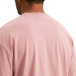 New Arrival Men's <b>Pink</b> Oversized T Shirt Soft Cotton Loose Fit Drop Shoulder Trendy Streetwear <b>Plain</b> Blank Casual Tee - Product Image 3
