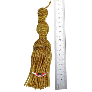 Borla de alambre dorado trenzado de 17 cm, flecos de alambre de cobre hechos a mano - Product Image 1