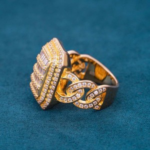 แหวนฮิปฮอปดีไซน์ใหม่ เครื่องประดับชั้นดี แหวนเพชรทรงบาแกตต์ชุบทองคำแท้ 14K แท้ ได้รับการรับรองจาก IGI แหวนเพชร VVS สำหรับผู้ชาย - Product Image 5