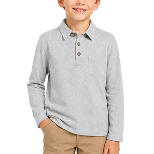 Chemises polo de golf à manches longues pour garçons, uniforme scolaire décontracté avec logo brodé, pour tous les jours. - Product Image 1