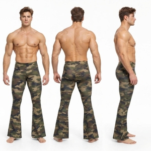 Men Yoga <b>Leggings</b> <b>High</b> <b>Waist</b> Camouflage Print <b>Flare</b> <b>Leggings</b> Spandex Polyester Full Length Sportswear Pants Men Compression Pant - Product Image 5