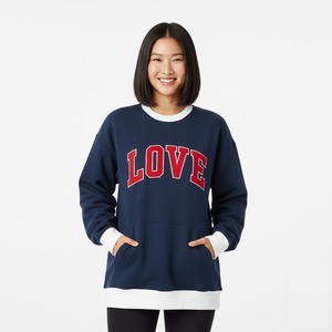 Sweat-shirt oversize tendance pour femme avec col montant, pull décontracté et confortable à col cheminée, chaud pour le quotidien - Product Image 1