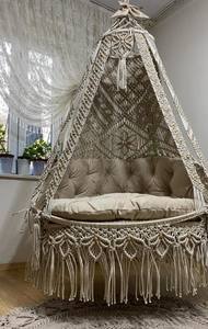 Handmade Macrame Double Hanging <b>Chair</b>: Boho Patio <b>Swing</b> - Product Image 4