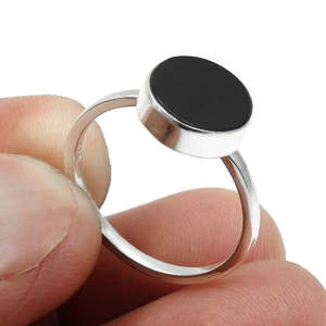 Round Cut Black Onyx Cocktail <b>Statement</b> <b>Ring</b> Made of 925 Sterling <b>Silver</b> Handmade Bohemian Jewelry Available At Reasonable Price - Product Image 3