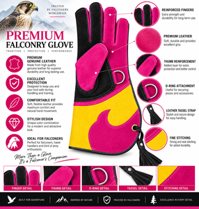 Guantes de Cetrería de Cuero Vacuno Genuino de Primera Calidad para el Manejo de Águilas y Halcónes |   Guantes de Caza para Entrenamiento de Aves |   Logotipo Personalizado OEM - Product Image 3