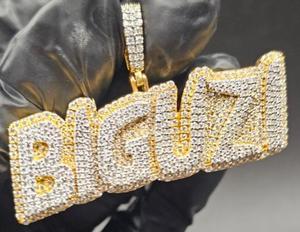 Moissanite Diamond " BIGUZI " Letter Pendant <b>Iced</b> <b>Out</b> Hip Hop Necklace Bling <b>Chain</b> Luxury Statement Jewelry Gift - Product Image 1