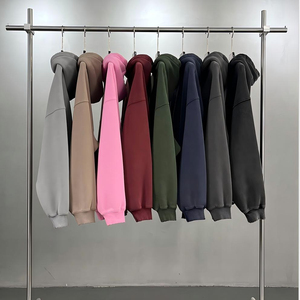 Sweat-shirt à capuche surdimensionné pour homme, couleur unie, coton lavé, tissu molletonné français, streetwear décontracté, manches longues - Product Image 6