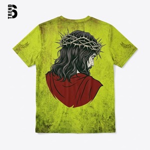 T-shirt unisexe haut de gamme à manches courtes en polyester/coton respirant, imprimé 3D intégral, motif chrétien, écologique - Product Image 3
