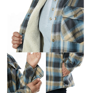 เสื้อเชิ้ตผ้าสักหลาดลายสก็อตแขนยาวทรงโอเวอร์ไซส์สำหรับผู้ชาย เสื้อเชิ้ตผ้าสักหลาดติดกระดุมลำลองผ้าฝ้ายสั่งทำขายส่ง - Product Image 6