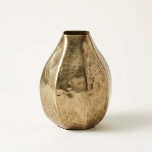 Handcrafted Modern Lightweight Short Hammered <b>Gold</b> Metal <b>Vase</b> Flower Pot Low Tabletop Luxury Home Hotel Living Room Decor Urn - Product Image 2