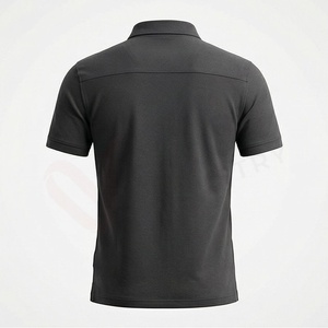 Polo à manches courtes pour homme, noir, avec design rayé gris, tricoté, coupe décontractée régulière - Product Image 2
