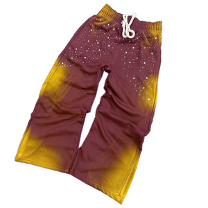 High Quality Heavyweight Fleece Tie Dye Pants Men Rhinestone Graphic Baggy <b>Sweatpants</b> <b>Wholesale</b> Custom Logo <b>Flare</b> Jogging - Product Image 6
