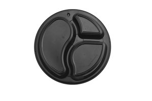 Black Round 3 Compartment , 45oz ,Disposable <b>Lunch</b> <b>Box</b> <b>Plastic</b> Food Container with Lid for Takeaway Catering - Product Image 2