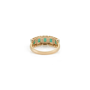 Anillo de Media Eternidad con Halo de Oro Amarillo Real K14 con Esmeraldas y Diamantes de Alta Calidad, Precio al por Mayor, Fabricante de Joyería - Product Image 6