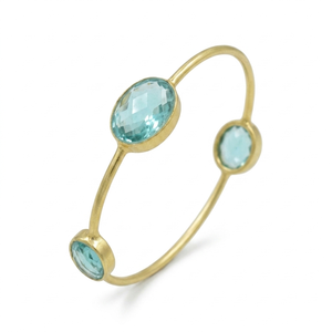 Bracelet tendance en argent sterling 925 plaqué or fait main avec quartz bleu, pierre précieuse naturelle ovale, bijoux fins pour les fournisseurs (vente en gros) - Product Image 2