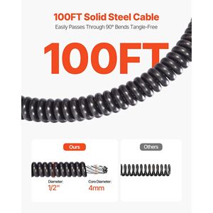 Macchina Portatile per la Pulizia degli Scarichi con Ruote a Spirale da 100 FT X 1/2 Pollici e 4 Lame, Alimentazione Automatica - Product Image 4