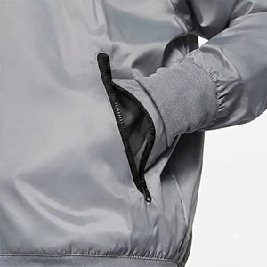 Blouson Bomber Homme Color Block à Capuche Coupe-Vent avec Fermeture Éclair – Vêtement d'Hiver Sportif Gris et Noir en Polyester – Fermeture Frontale Rapide - Product Image 4