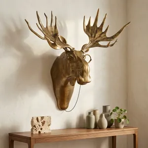AK Brass Senior Philosopher Stag Cara decorativa en Metal Decoración para el hogar Colgante de pared Decoración para el hogar - Product Image 1