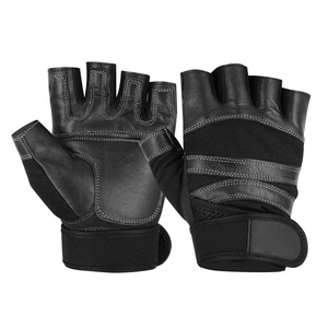 Unisex Durable Leather Half Finger Gym Gloves Wrist Support Hand Protection Outdoor Sports Fitness Non-Slip Hook Weight Lifting - Product Image 2