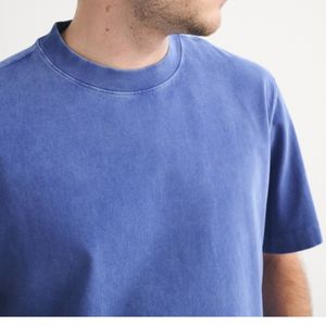 Camiseta Azul Oversize para Hombre, de Algodón, Corte Holgado, Lisa, Manga Corta, Casual, Básica, con Logotipo Personalizado, Venta al Por Mayor, OEM, ODM - Product Image 6
