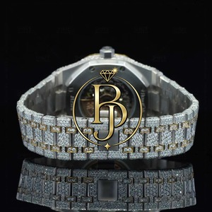 Briva Jewels BJ-06 Men's Fashion Moissanite Analog <b>Watch</b> Japanese Movement Auto Date 41mm Stainless Steel <b>Case</b> Band 10 Bar Water - Product Image 2