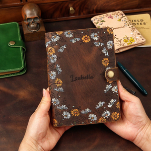 Organiseur de planification A6 en cuir floral, carnet de notes en cuir personnalisé, cadeau en cuir véritable pour elle - Product Image 6
