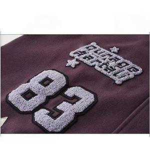 <b>Men's</b> Purple <b>White</b> Varsity <b>Jacket</b> Turn-down Collar Button Closure Embroidered Patch Design Regular Fit Autumn Wear Casual Style - Product Image 2