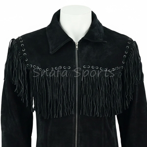 เสื้อแจ็คเก็ตหนังแท้สไตล์ตะวันตกสำหรับผู้หญิง สวมใส่สบาย ดีไซน์ทันสมัย พร้อมซิปด้านหน้าแบบสั่งทำพิเศษ - Product Image 3