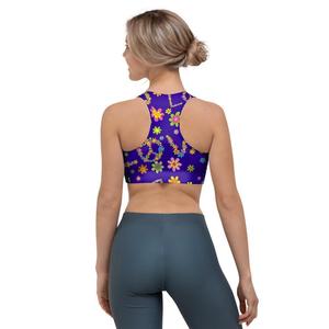 Soutien-gorge de sport pour femme à imprimé floral, dos nageur, col ras du cou, maintien moyen, pour yoga et activités sportives, respirant, en Spandex et Polyester - Product Image 3
