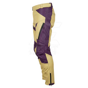 Pantalon de moto en cuir pour homme avec protection renforcée des genoux et design résistant à l'abrasion - Product Image 4