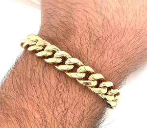 สร้อยข้อมือแบบ Cuban Link ชุบทอง 14K ทำจากโลหะผสมสังกะสี สำหรับผู้ชาย เหมาะสำหรับงานแต่งงาน แฟชั่นเครื่องประดับ ไม่มีเพชร - Product Image 3