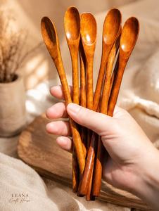 Juego de Cuchara y Tenedor de Madera de Acacia Pulida a Mano, Ecológico, Diseño Tradicional de Lujo, Cubiertos Reutilizables para Bodas y Fiestas - Product Image 4