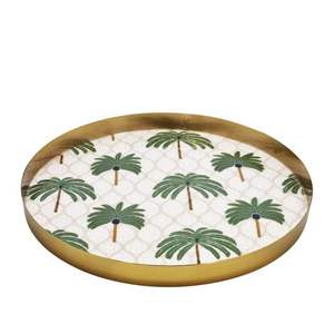Assiette Ronde en Bois de Mangue Émaillée en Gros |   Plateau de service floral à motifs personnalisés |   Ustensiles de cuisine et vaisselle en bois écologiques - Product Image 3