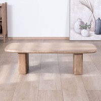 Table basse rectangulaire Vandana Golden Volume en bois de manguier au design épuré et minimaliste Orobie