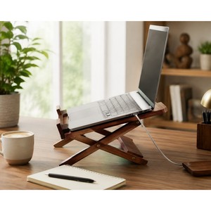 Support pour ordinateur portable pliable en bois de Sheesham, en forme de X, vente en gros |   Fabriqué à la main à Moradabad - Product Image 3