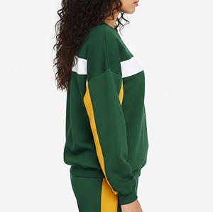 2026 New Women Color Block Sweatshirt Crew Neck Long Sleeve 100% Cotton Breathable Casual Autumn Wear Front Logo Design - Product Image 3