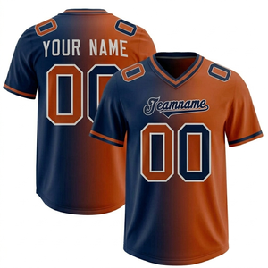 Custom V-Neck American Football Jersey Men's Purple <b>Green</b> Gradient Sublimated Print Team Name Number Regular Fit Short Sleeve - Product Image 3