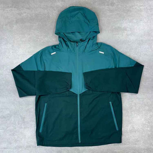 Veste de sport unisexe à capuche avec blocs de couleur, fermeture éclair, poches latérales, en polyester léger, idéale pour l'automne - Product Image 1