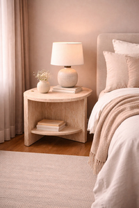 Table d'appoint en pierre de travertin de luxe, beige naturel, table d'angle, mobilier moderne pour salon, table d'appoint en pierre massif, décoration minimaliste - Product Image 4