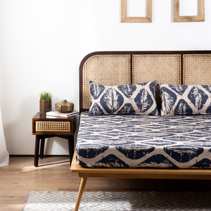 <b>Black</b> & Beige Colour Cotton Flat Bedsheet <b>Set</b> Double <b>Bed</b> Bedding 2 Pillow Covers Hotel & Home Style Wholesale Price - Product Image 2