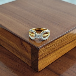 18K Rose Gold Diamond Bow Infinity <b>Ring</b> for Women Elegant <b>Split</b> Band Pave Setting Fine Jewelry Wedding Party Gift High Polish - Product Image 2