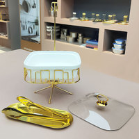 Luxushotel Restaurant 3L Keramik Chafing Dish Gold Buffet Food Warmer mit hängendem