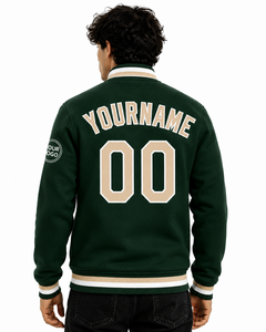 Veste de baseball personnalisée verte pour homme, style universitaire, impression du nom et du numéro de l'équipe sur le devant et le dos, logo personnalisé, respirante, écologique - Product Image 6