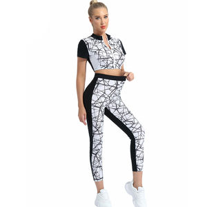 Ensemble de yoga respirant en coton uni pour femme, avec impression personnalisée par transfert thermique, leggings et soutien-gorge sans couture, haute élasticité, séchage rapide - Product Image 5
