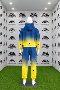 Ensemble de survêtement unisexe personnalisé avec logo, imprimé streetwear hiver, deux tons, 100 % coton, sweat à capuche dégradé assorti - Product Image 2