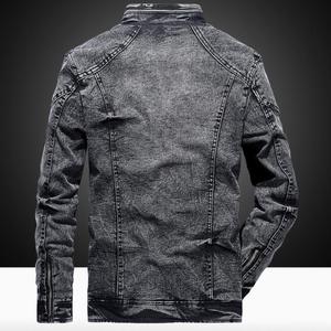 New Vintage Style Solid Color Casual Fashion Jeans Coat Black Blue Zipper Denim <b>Jacket</b> for <b>Men</b> - Product Image 3